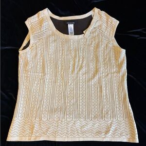 Jones New York Beige Sleeveless Lace Blouse